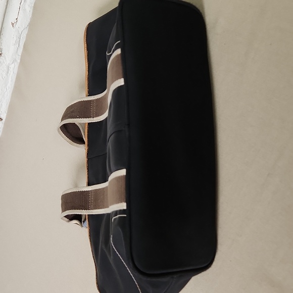 Vintage Coach Hampton Bag Dark Navy Shoulder Tote Bag Navy/ Tan Y2K - Picture 8 of 9